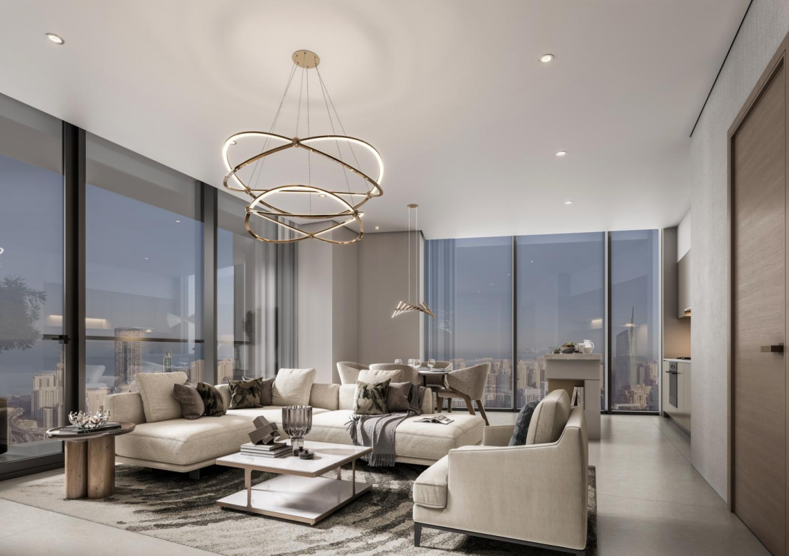 Nowoczesny salon w apartamencie premium